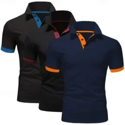 3 Pack Men's Golf T-Shirt Polo Shirt Casual Sports Lapel Short Sleeve Fashion Basic Color 3-Piece Summer Regular Fit Gray Black Navy Blue Blue Wine White Polo Shirt
