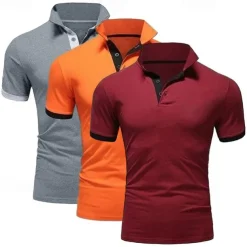 3 Pack Men's Golf T-Shirt Polo Shirt Casual Sports Lapel Short Sleeve Fashion Basic Color 3-Piece Summer Regular Fit Gray Black Navy Blue Blue Wine White Polo Shirt