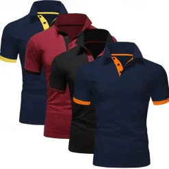 4 Pack Men's Polo T-Shirt Golf Shirt Casual Sports Workwear Office Short Sleeve Summer Regular Fit Red White Blue Orange Sky Blue Gray Black Navy Blue Pink Green Classic Polo Shirt