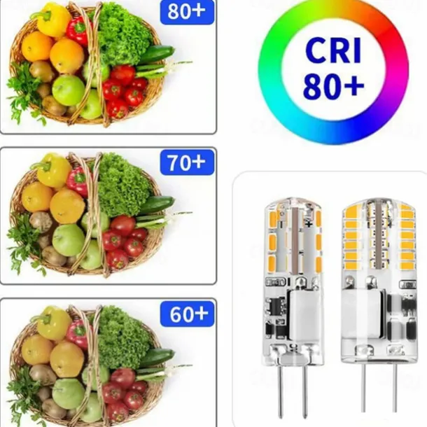 10 Pack No Flicker G4 LED Bulbs - AC/DC 12V SMD3014 24/48 LEDs Silicone Replacement for Halogen Spotlight Chandelier Lighting