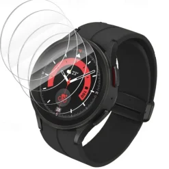 4 Pack Screen Protector for Galaxy Watch 5 Pro Waterproof Tempered Glass Screen Protector Cover Compatible with Samsung Galaxy Watch 5 Pro 45mm 9H Hardness Crystal Clear Scratch Resist
