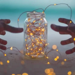 2 Pack Solar String Lights Christmas Lights Decoration Outdoor 12m 120LEDs Fairy Copper Wire Lights with 8 Modes Waterproof Decoration Copper Wire Lights for Patio Yard Trees Christmas Wedding Party