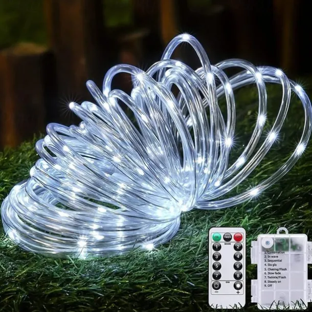 1 Pack Timing Function String Light, Adjustable Brightness Light String, Tube Sleeve Light, Indoor and Outdoor Decorative Lights, Holiday Christmas Decorative Lights, Waterproof 3AA
