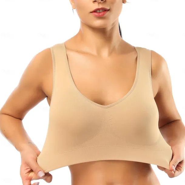 2 Pack Underwear Women's Plus Size Deep U Comfortable Beauty Back Yoga Vest with Pads No Steel Ring Gathered Shock-proof Sports Bra Home Outfits