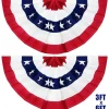 2 Pack USA Patriotic Pleated Fan Flags 3x6 Feet 4th of July Independence Day Large American Flags Bunting Patriotic Stars Stripes Pleated Fan USA Flag Banners Red White Blue Decorations