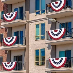 2 Pack USA Patriotic Pleated Fan Flags 3x6 Feet 4th of July Independence Day Large American Flags Bunting Patriotic Stars Stripes Pleated Fan USA Flag Banners Red White Blue Decorations