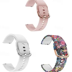 3 Pack Watch Band for Garmin Forerunner 255S / 255S Music Venu 2S Vivoactive 4S Vivomove 3S Soft Silicone Replacement Strap Quick Release 18mm Sport Band Wristband