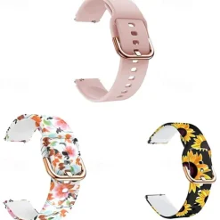 3 Pack Watch Band for Garmin Forerunner 255S / 255S Music Venu 2S Vivoactive 4S Vivomove 3S Soft Silicone Replacement Strap Quick Release 18mm Sport Band Wristband