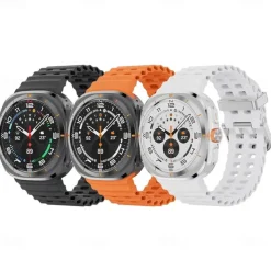 4 Pack Watch Band for Samsung Watch Ultra 47mm Silicone Replacement Strap Adjustable Ocean Band Wristband