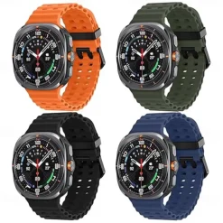 4 Pack Watch Band for Samsung Watch Ultra 47mm Silicone Replacement Strap Adjustable Ocean Band Wristband