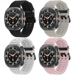 4 Pack Watch Band for Samsung Watch Ultra 47mm Silicone Replacement Strap Adjustable Ocean Band Wristband