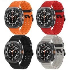 4 Pack Watch Band for Samsung Watch Ultra 47mm Silicone Replacement Strap Adjustable Ocean Band Wristband