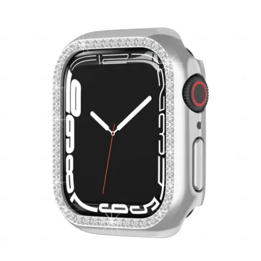 2 Pack Watch Case with Screen Protector Compatible with Apple Watch Series 8 7 41mm 45mm / Series 6 5 4 SE 40mm 44mm / Series 3 2 1 38mm 42mm Scratch Resistant Bling Diamond HD Clear Tempered Glass