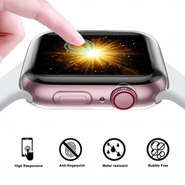 3 Pack Waterproof Apple Watch Case For Series 7 / SE / 6/5/4/3/2/1 Apple Watch Screen Protector Full Coverage TPU Cover 38mm 42mm 44mm 40mm 41mm 45mm