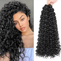 8 Packs 18 inch Curly Crochet Hair for Black Women Water Wave Crochet Hair Curly Braiding Hair GoGo Curl Crochet Hair Ocean Wave Beach Curl Wavy Crochet Hair Extensions