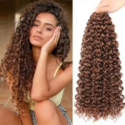 8 Packs 18 inch Curly Crochet Hair for Black Women Water Wave Crochet Hair Curly Braiding Hair GoGo Curl Crochet Hair Ocean Wave Beach Curl Wavy Crochet Hair Extensions