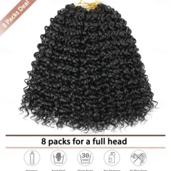 8 Packs 18 inch Curly Crochet Hair for Black Women Water Wave Crochet Hair Curly Braiding Hair GoGo Curl Crochet Hair Ocean Wave Beach Curl Wavy Crochet Hair Extensions