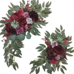 2 Packs Artificial Flowers Decorations, Spring Wedding Flowers,Floral Swag Wedding, Banquet, Party, Reception Entrance Welcome Sign and Background Decoration