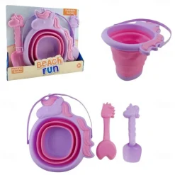 3 Packs Foldable Pail Bucket with Shovels Collapsible Buckets Multi Purpose for Beach Camping Gear Beach Party Fishing and Fun Summer Activities