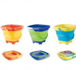 3 Packs Foldable Pail Bucket 2L Silicone Collapsible Easter Buckets for Kids Multi Purpose for Fun Summer Activities Camping Gear Beach Essentials