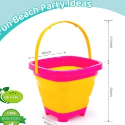 3 Packs Foldable Pail Bucket 2L Silicone Collapsible Easter Buckets for Kids Multi Purpose for Fun Summer Activities Camping Gear Beach Essentials