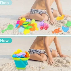 3 Packs Foldable Pail Bucket 2L Silicone Collapsible Easter Buckets for Kids Multi Purpose for Fun Summer Activities Camping Gear Beach Essentials