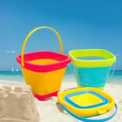 3 Packs Foldable Pail Bucket 2L Silicone Collapsible Easter Buckets for Kids Multi Purpose for Fun Summer Activities Camping Gear Beach Essentials