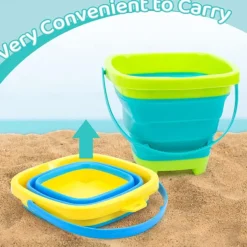 3 Packs Foldable Pail Bucket 2L Silicone Collapsible Easter Buckets for Kids Multi Purpose for Fun Summer Activities Camping Gear Beach Essentials