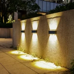 2 Packs LED Solar Wall Lights Beads Long Size with Emitting Light Up and Down, Fence Outdoor Courtyard, Garden Pathway Decoration Light