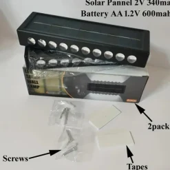 2 Packs LED Solar Wall Lights Beads Long Size with Emitting Light Up and Down, Fence Outdoor Courtyard, Garden Pathway Decoration Light