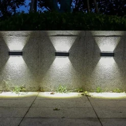 2 Packs LED Solar Wall Lights Beads Long Size with Emitting Light Up and Down, Fence Outdoor Courtyard, Garden Pathway Decoration Light