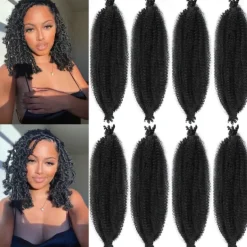 8 Packs Pre-Separated Springy Afro Twist Hair Suitable for Damaged Soft Locs Synthetic Marley Twist Braiding Hair