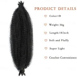 8 Packs Pre-Separated Springy Afro Twist Hair Suitable for Damaged Soft Locs Synthetic Marley Twist Braiding Hair