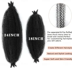 8 Packs Pre-Separated Springy Afro Twist Hair Suitable for Damaged Soft Locs Synthetic Marley Twist Braiding Hair