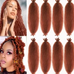 8 Packs Pre-Separated Springy Afro Twist Hair Suitable for Damaged Soft Locs Synthetic Marley Twist Braiding Hair