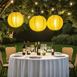 3 Packs Solar Paper Lanterns 8&10&12inch Waterproof Outdoor Nylon Cloth Paper Lantern Lamps Garden Hanging Paper Lanterns for Outdoor Garden Wedding Halloween Party Decoration(Warm White)