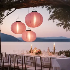 3 Packs Solar Paper Lanterns 8&10&12inch Waterproof Outdoor Nylon Cloth Paper Lantern Lamps Garden Hanging Paper Lanterns for Outdoor Garden Wedding Halloween Party Decoration(Warm White)