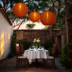 3 Packs Solar Paper Lanterns 8&10&12inch Waterproof Outdoor Nylon Cloth Paper Lantern Lamps Garden Hanging Paper Lanterns for Outdoor Garden Wedding Halloween Party Decoration(Warm White)