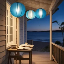 3 Packs Solar Paper Lanterns 8&10&12inch Waterproof Outdoor Nylon Cloth Paper Lantern Lamps Garden Hanging Paper Lanterns for Outdoor Garden Wedding Halloween Party Decoration(Warm White)