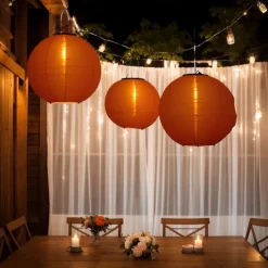 3 Packs Solar Paper Lanterns 8&10&12inch Waterproof Outdoor Nylon Cloth Paper Lantern Lamps Garden Hanging Paper Lanterns for Outdoor Garden Wedding Halloween Party Decoration(Warm White)