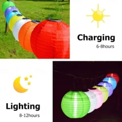 3 Packs Solar Paper Lanterns 8&10&12inch Waterproof Outdoor Nylon Cloth Paper Lantern Lamps Garden Hanging Paper Lanterns for Outdoor Garden Wedding Halloween Party Decoration(Warm White)