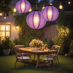 3 Packs Solar Paper Lanterns 8&10&12inch Waterproof Outdoor Nylon Cloth Paper Lantern Lamps Garden Hanging Paper Lanterns for Outdoor Garden Wedding Halloween Party Decoration(Warm White)
