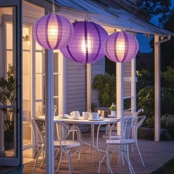 3 Packs Solar Paper Lanterns 8&10&12inch Waterproof Outdoor Nylon Cloth Paper Lantern Lamps Garden Hanging Paper Lanterns for Outdoor Garden Wedding Halloween Party Decoration(Warm White)
