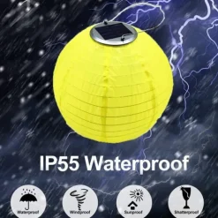 3 Packs Solar Paper Lanterns 8&10&12inch Waterproof Outdoor Nylon Cloth Paper Lantern Lamps Garden Hanging Paper Lanterns for Outdoor Garden Wedding Halloween Party Decoration(Warm White)