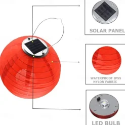 3 Packs Solar Paper Lanterns 8&10&12inch Waterproof Outdoor Nylon Cloth Paper Lantern Lamps Garden Hanging Paper Lanterns for Outdoor Garden Wedding Halloween Party Decoration(Warm White)