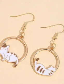1 Pair Drop Earrings For Women's Street Gift Date Alloy Classic Cat Moon