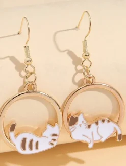 1 Pair Drop Earrings For Women's Street Gift Date Alloy Classic Cat Moon