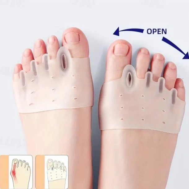 1 Pair Hallux Valgus Corrector, Toe Separators Toe Spacers Split Toe Device, Five Toes Forefoot Pad, Silicone Wearable Shoes for Women