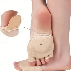 1 Pair Open Five Toes Socks, Forefoot Pads, Anti Slip Peep Toe Half Socks Lace Toe Topper Invisible Half Socks For High Heels, Flat Shoes, Casual Shoes, Sandals