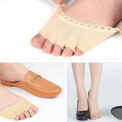 1 Pair Open Five Toes Socks, Forefoot Pads, Anti Slip Peep Toe Half Socks Lace Toe Topper Invisible Half Socks For High Heels, Flat Shoes, Casual Shoes, Sandals